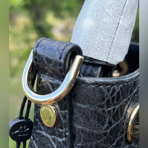 NWT Brahmin Large Marlowe Black Cascata Woven Leather Bucket Shoulder Bag - Picture 11 of 16